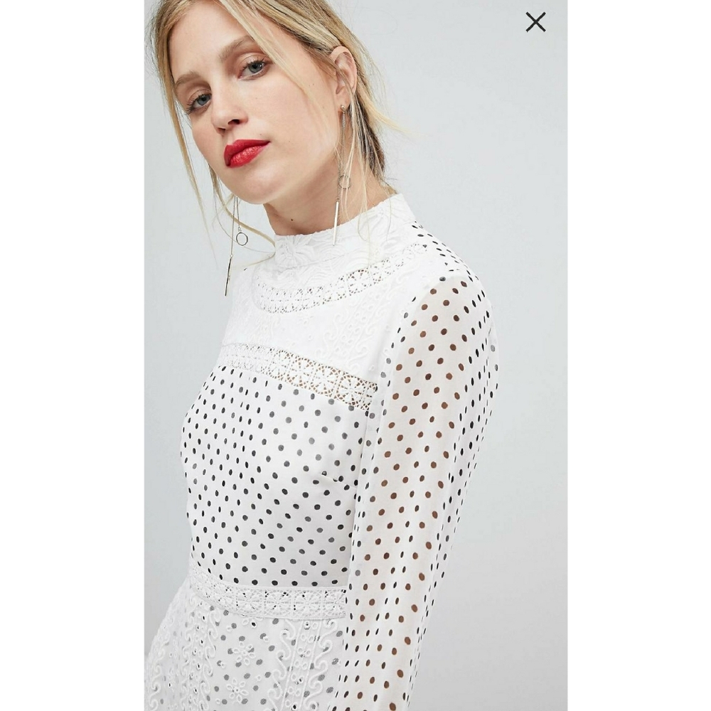 Spot Embroidered midi dress
